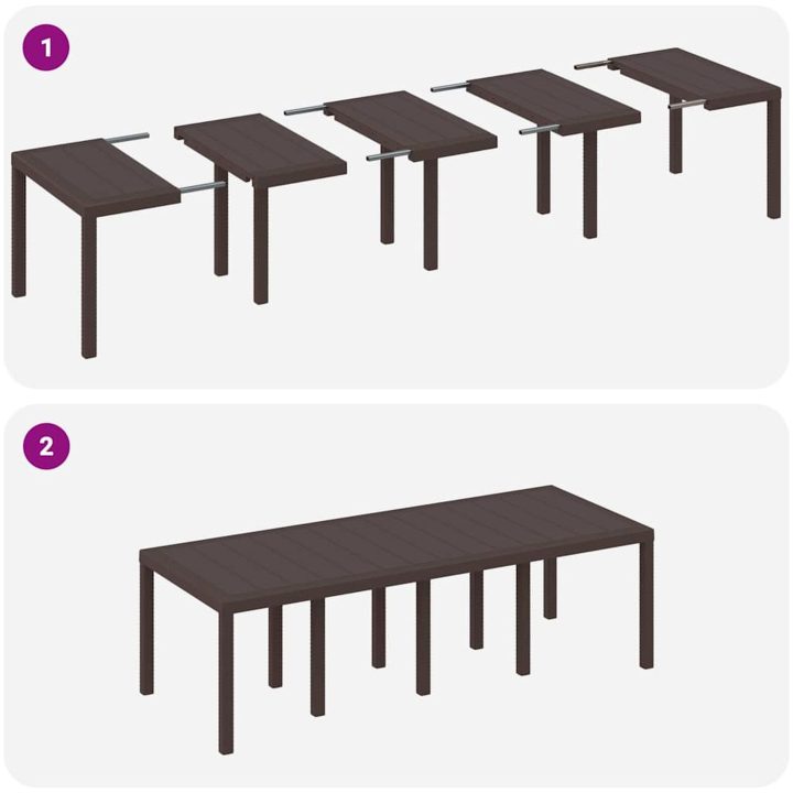 Trädgårdsset 11 pcs Brun Rotting vidaXL 250 x 100 x 73 cm – bild 9