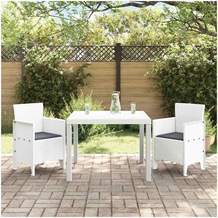 Trädgårdsset 3 pcs Vit Konstrotting vidaXL 100 x 100 x 73 cm – bild 3