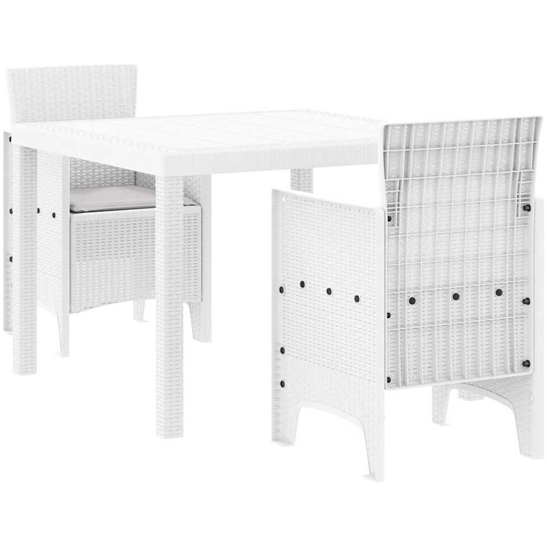 Trädgårdsset 3 pcs Vit Plast rattan vidaXL 100 x 100 x 73 cm – bild 2