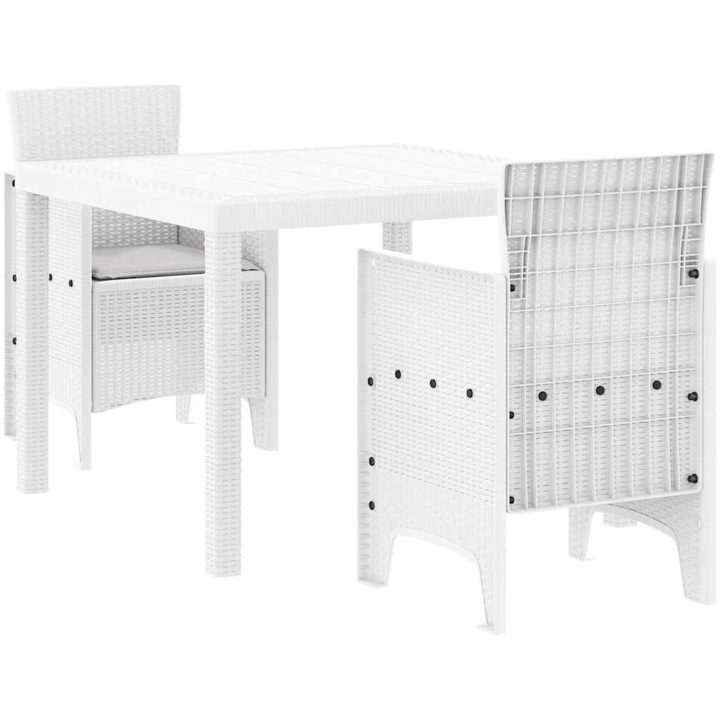 Trädgårdsset 3 pcs Vit Plast rattan vidaXL 100 x 100 x 73 cm – bild 2