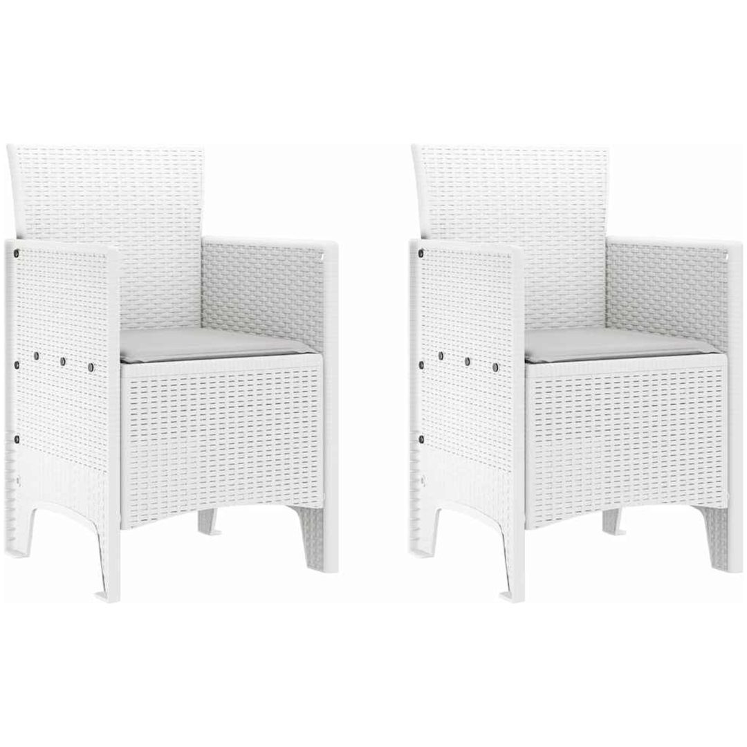 Trädgårdsset 3 pcs Vit Plast rattan vidaXL 100 x 100 x 73 cm – bild 5