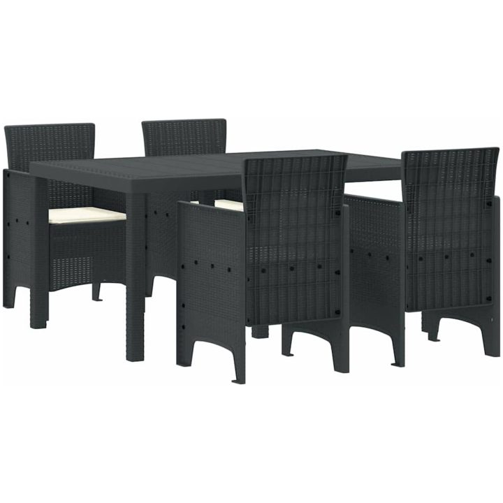 Trädgårdsset 5 pcs Antracit PE Rattan vidaXL 150 x 100 x 73 cm – bild 2