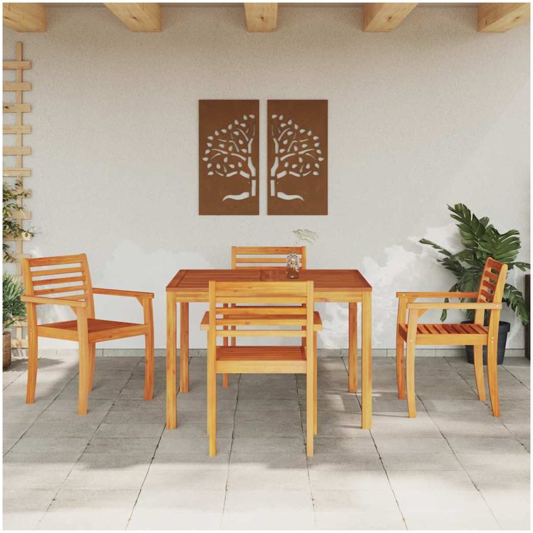 Trädgårdsset 5 pcs Brun Massivt akaciaträ vidaXL 110 x 110 x 75 cm – bild 4