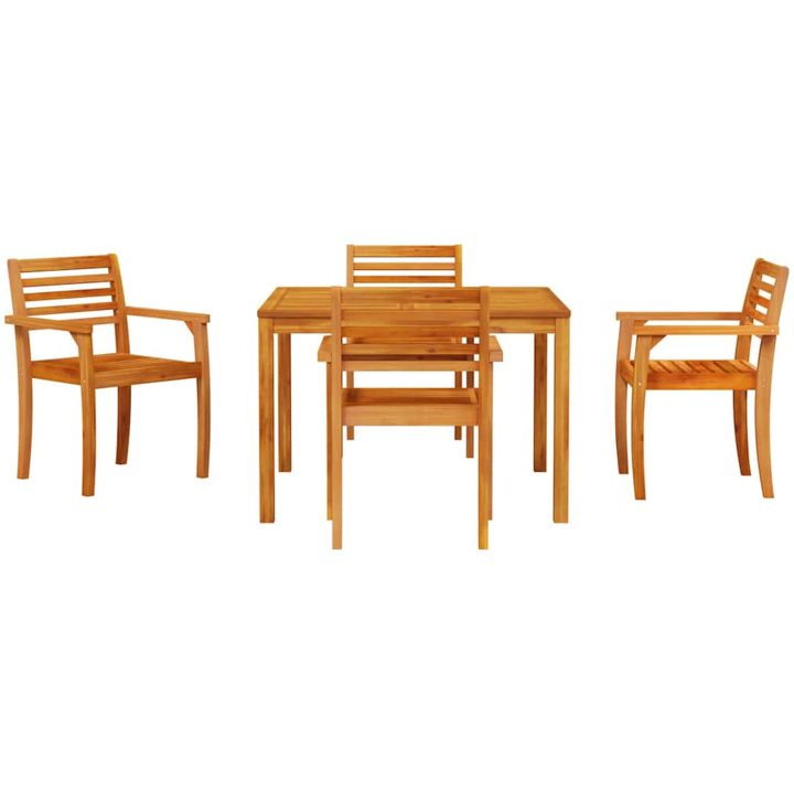 Trädgårdsset 5 pcs Brun Massivt akaciaträ vidaXL 110 x 110 x 75 cm – bild 7