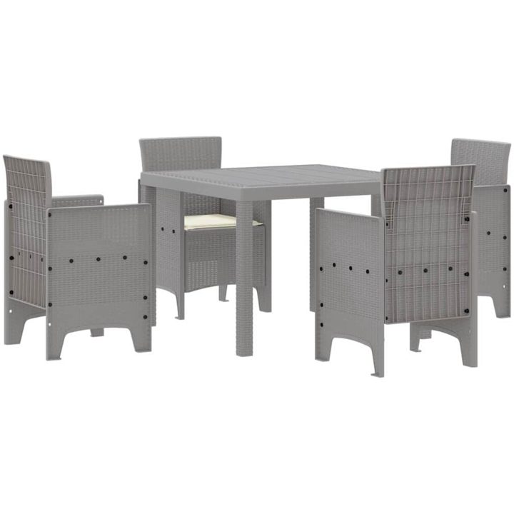 Trädgårdsset 5 pcs Ljusgrå Polypropylen vidaXL 100 x 100 x 73 cm – bild 2