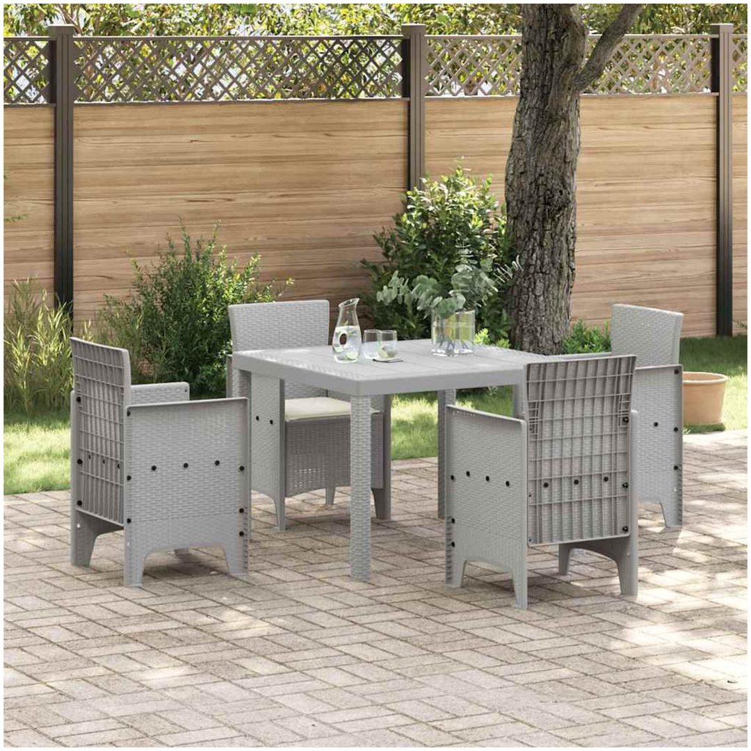 Trädgårdsset 5 pcs Ljusgrå Polypropylen vidaXL 100 x 100 x 73 cm