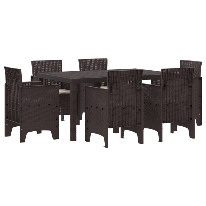 Trädgårdsset 7 pcs Brun PE Rattan vidaXL 150 x 100 x 73 cm – bild 2