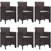 Trädgårdsset 7 pcs Brun PE Rattan vidaXL 150 x 100 x 73 cm – miniatyr 4