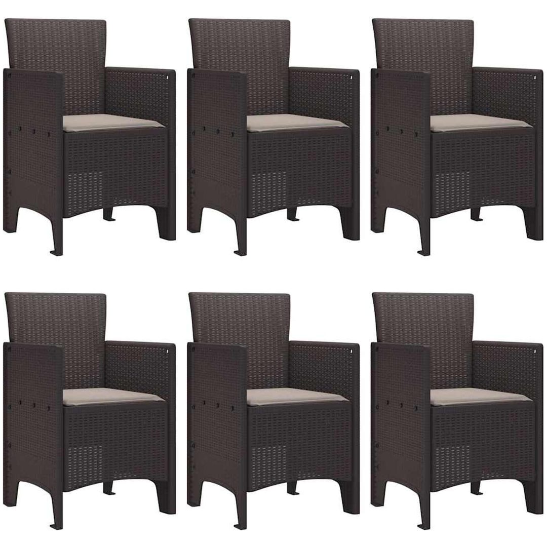 Trädgårdsset 7 pcs Brun PE Rattan vidaXL 150 x 100 x 73 cm – bild 4