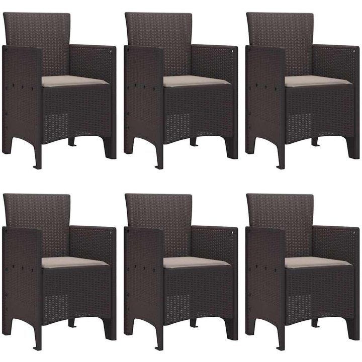 Trädgårdsset 7 pcs Brun PE Rattan vidaXL 150 x 100 x 73 cm – bild 4