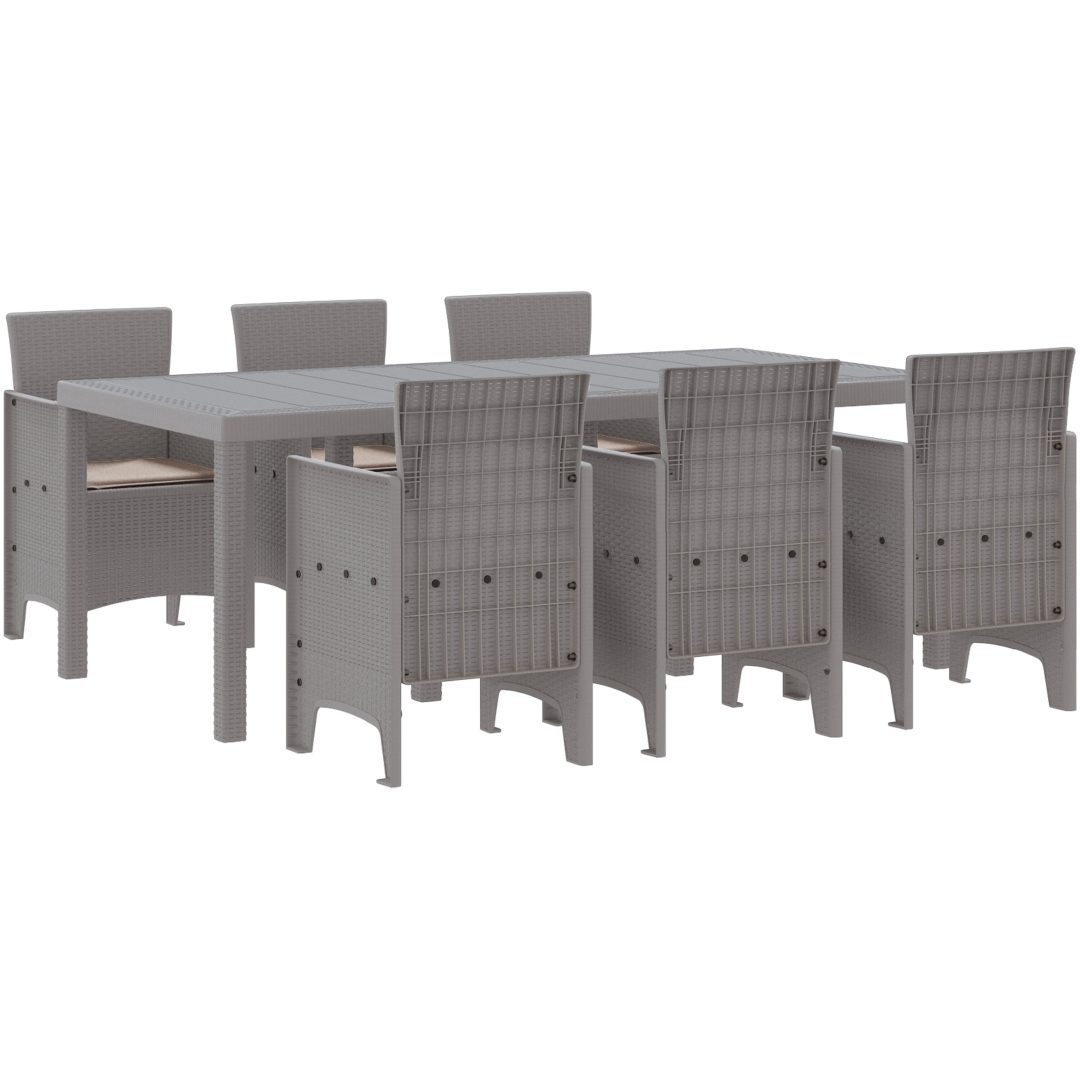 Trädgårdsset 7 pcs Ljusgrå Plast vidaXL 200 x 100 x 73 cm – bild 2