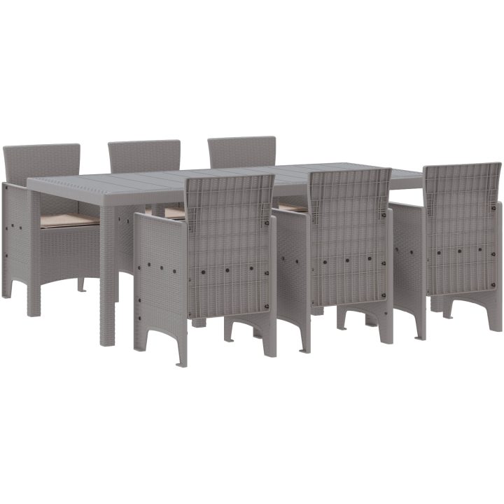 Trädgårdsset 7 pcs Ljusgrå Plast vidaXL 200 x 100 x 73 cm – bild 2