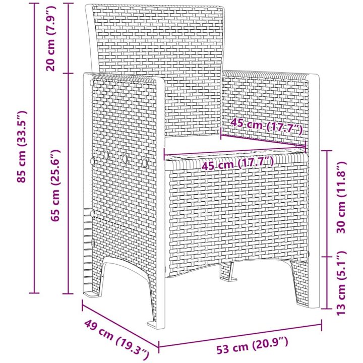 Trädgårdsset 7 pcs Ljusgrå Plast vidaXL 200 x 100 x 73 cm – bild 12