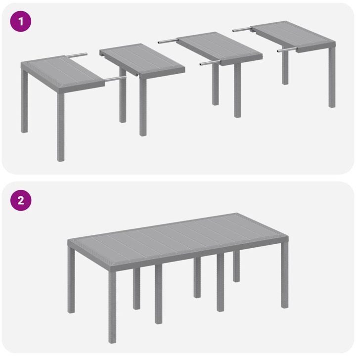 Trädgårdsset 7 pcs Ljusgrå Plast vidaXL 200 x 100 x 73 cm – bild 10