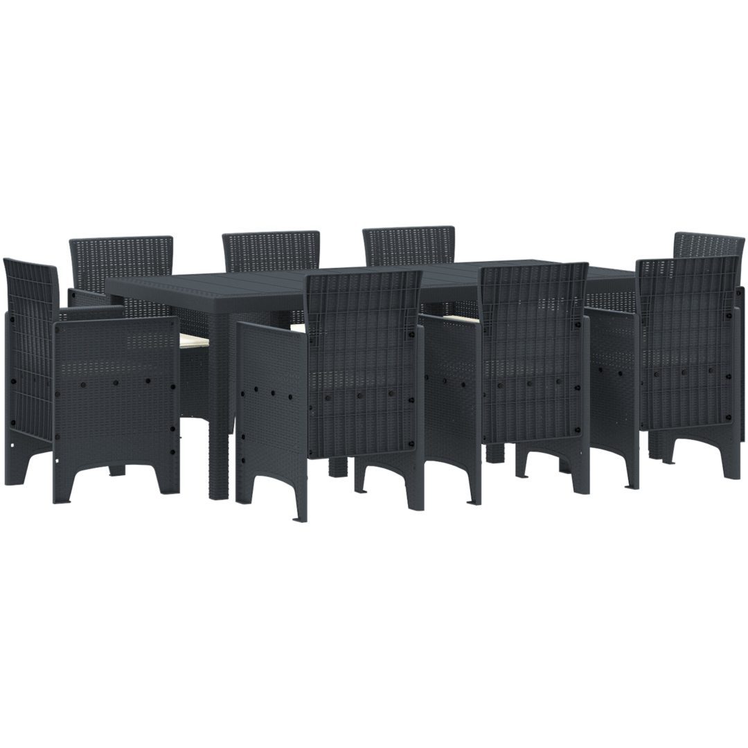 Trädgårdsset 9 pcs Antracit Konstrotting vidaXL 200 x 100 x 73 cm – bild 2