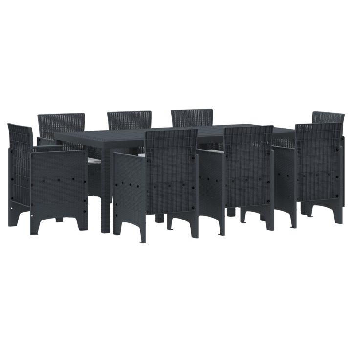 Trädgårdsset 9 pcs Antracit Syntetisk resin rattan vidaXL 200 x 100 x 73 cm – bild 2