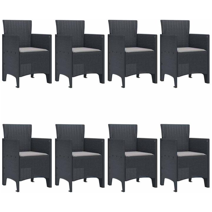 Trädgårdsset 9 pcs Antracit Syntetisk resin rattan vidaXL 200 x 100 x 73 cm – bild 4