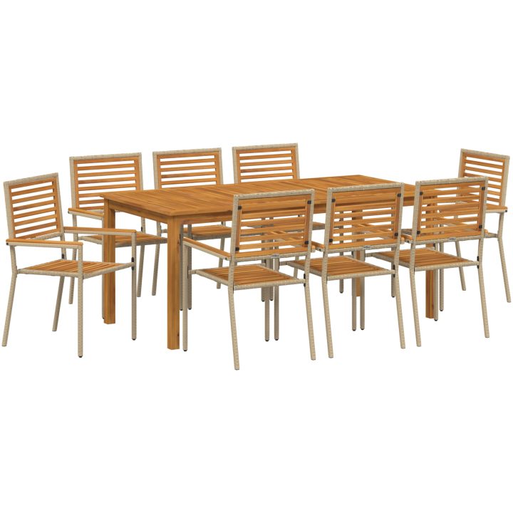 Trädgårdsset 9 pcs Beige Trä & Metall vidaXL 180 x 90 x 75 cm – bild 2