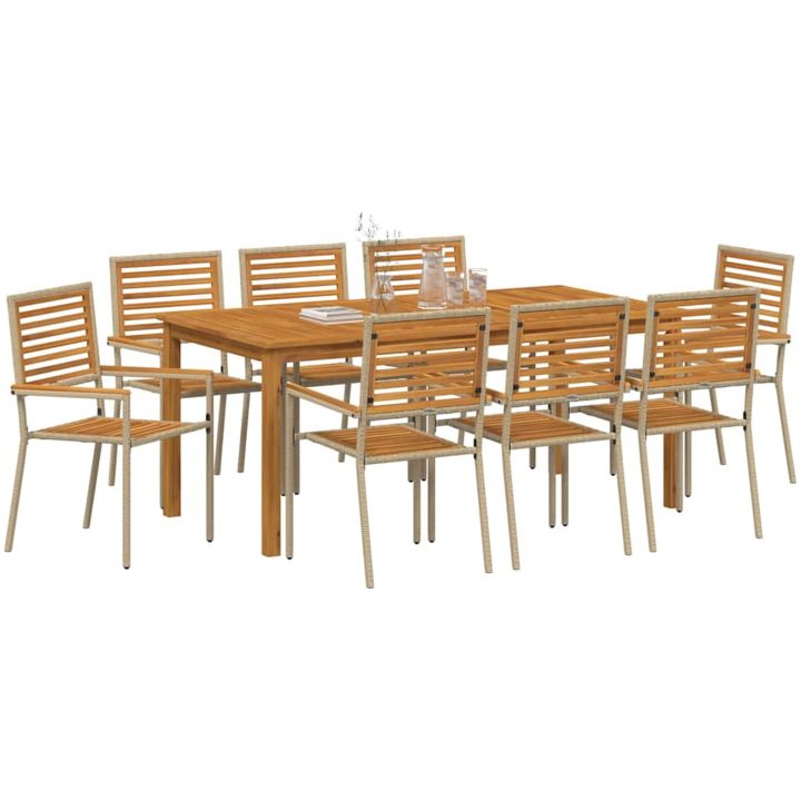 Trädgårdsset 9 pcs Beige Trä & Metall vidaXL 180 x 90 x 75 cm – bild 3