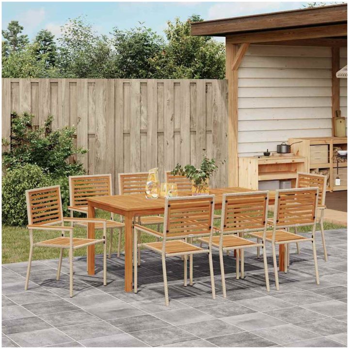 Trädgårdsset 9 pcs Beige Trä & Metall vidaXL 180 x 90 x 75 cm – bild 4