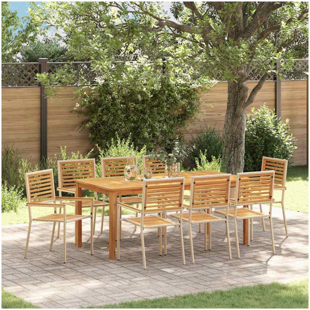 Trädgårdsset 9 pcs Beige Trä & Metall vidaXL 180 x 90 x 75 cm