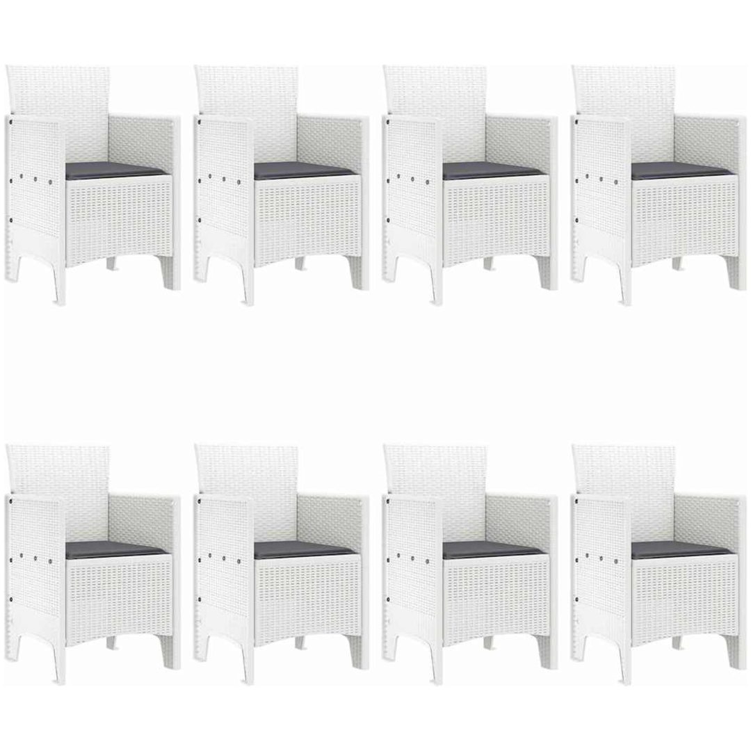 Trädgårdsset 9 pcs Vit Rotting vidaXL 200 x 100 x 73 cm – bild 4