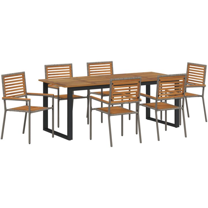 Trädgårdsset för mat 7 pcs Grå Metall, trä vidaXL 200 x 90 x 75 cm – bild 2