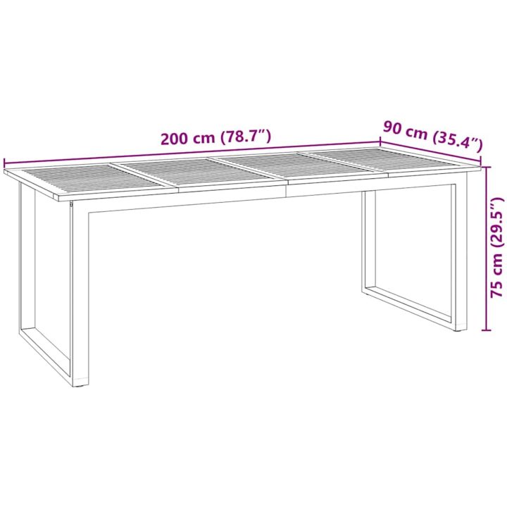 Trädgårdsset för mat 7 pcs Grå Metall, trä vidaXL 200 x 90 x 75 cm – bild 11