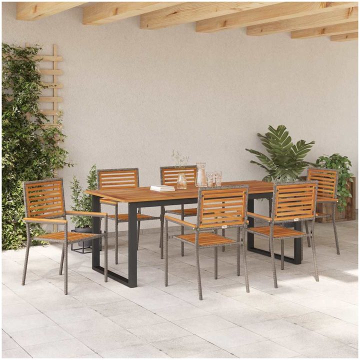 Trädgårdsset för mat 7 pcs Grå Metall, trä vidaXL 200 x 90 x 75 cm – bild 4