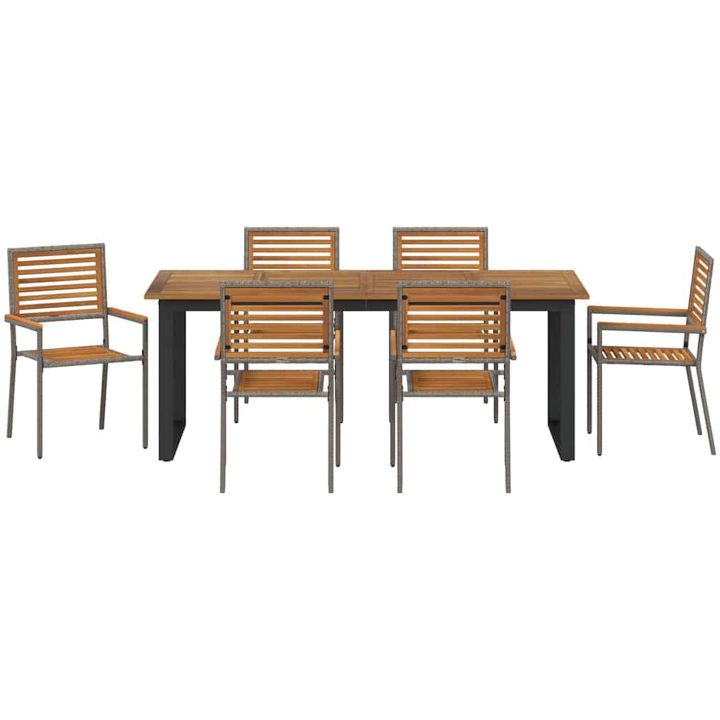 Trädgårdsset för mat 7 pcs Grå Metall, trä vidaXL 200 x 90 x 75 cm – bild 7