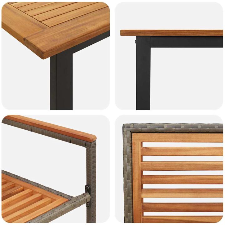 Trädgårdsset för mat 7 pcs Grå Metall, trä vidaXL 200 x 90 x 75 cm – bild 9