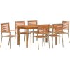 Trädgårdsset för Matplats 7 pcs Beige vidaXL 140 x 80 x 74 cm – miniatyr 2