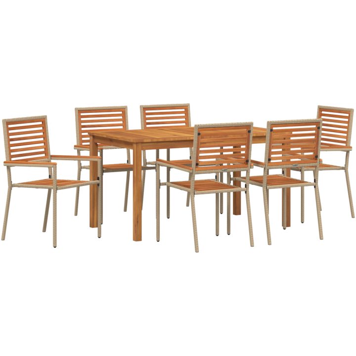 Trädgårdsset för Matplats 7 pcs Beige vidaXL 140 x 80 x 74 cm – bild 2