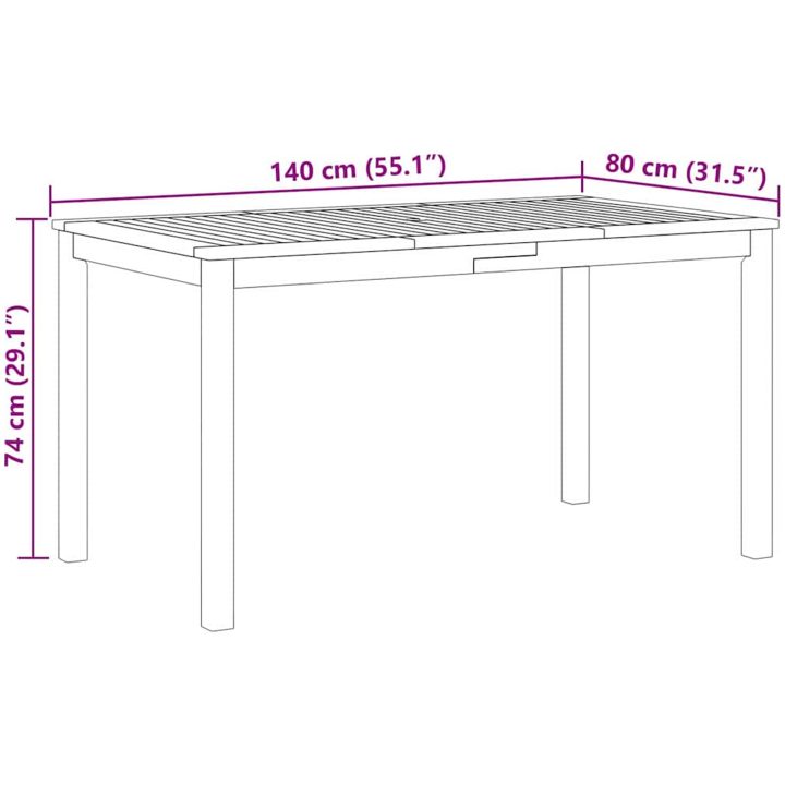Trädgårdsset för Matplats 7 pcs Beige vidaXL 140 x 80 x 74 cm – bild 11