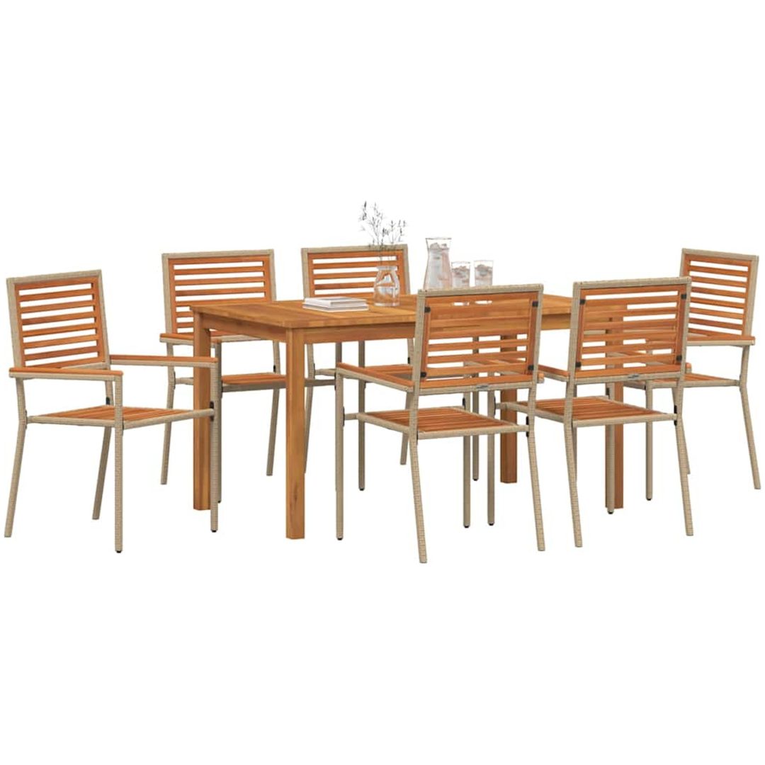 Trädgårdsset för Matplats 7 pcs Beige vidaXL 140 x 80 x 74 cm – bild 3