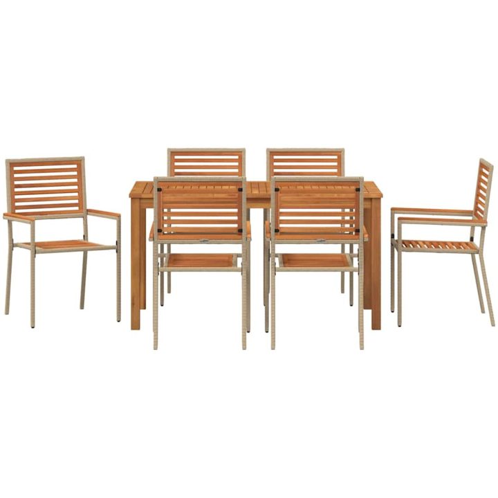Trädgårdsset för Matplats 7 pcs Beige vidaXL 140 x 80 x 74 cm – bild 7
