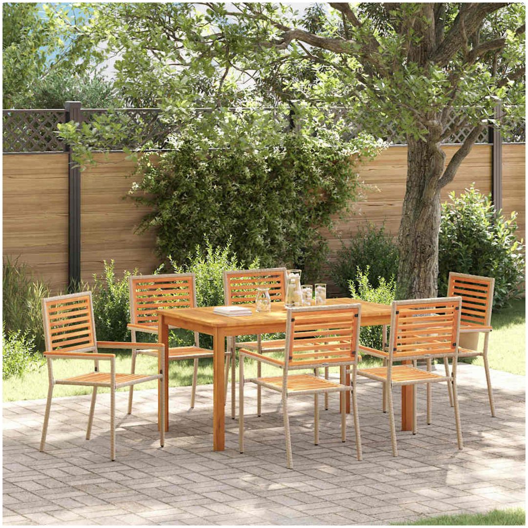 Trädgårdsset för Matplats 7 pcs Beige vidaXL 140 x 80 x 74 cm