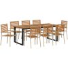 Trädgårdsset för matplats 9 pcs Beige vidaXL 200 x 90 x 75 cm – miniatyr 2