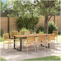 Trädgårdsset för matplats 9 pcs Beige vidaXL