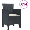 Trädgårdsset med kuddar 15 pcs Antracit Plast & Polyester vidaXL Stort – miniatyr 5