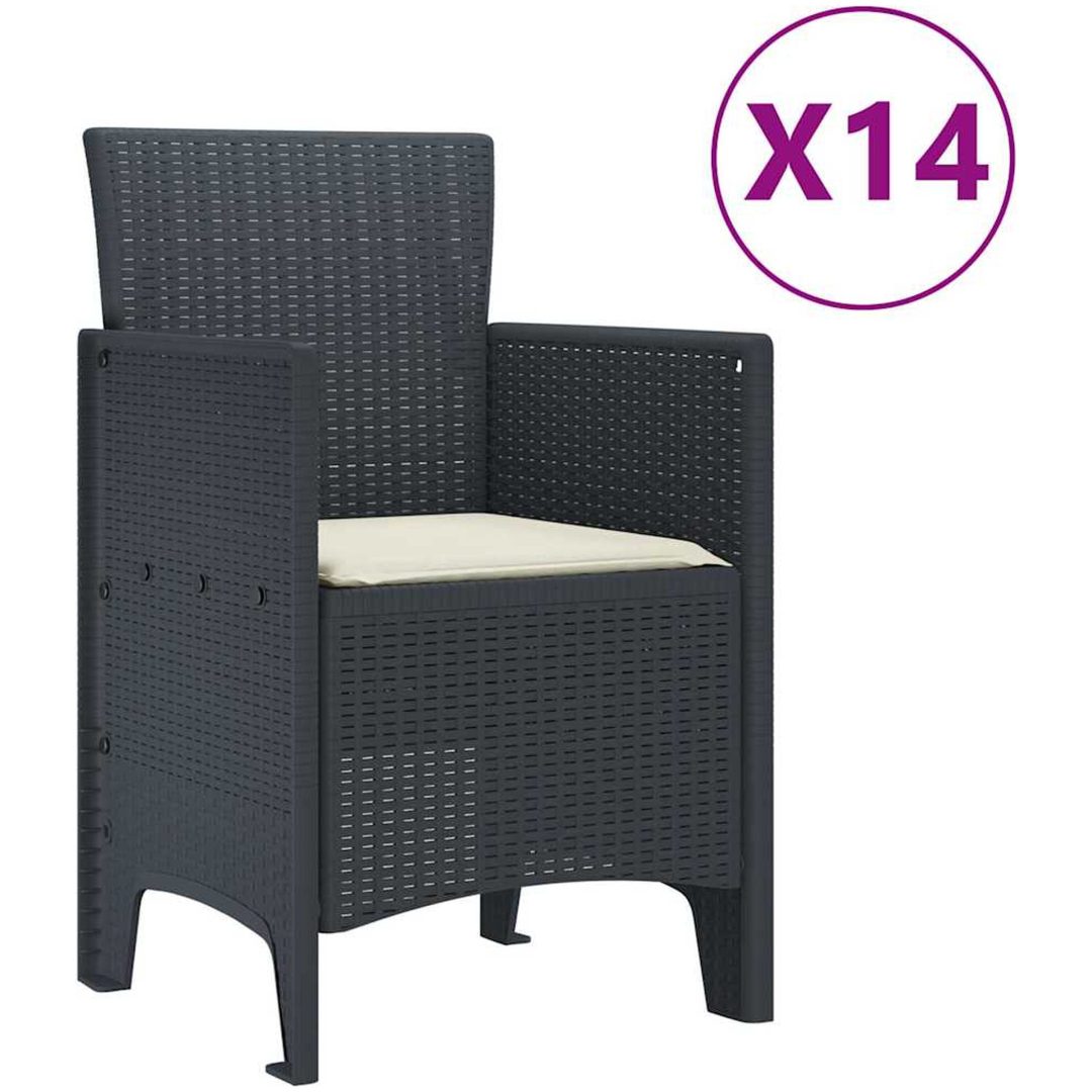 Trädgårdsset med kuddar 15 pcs Antracit Plast & Polyester vidaXL Stort – bild 5