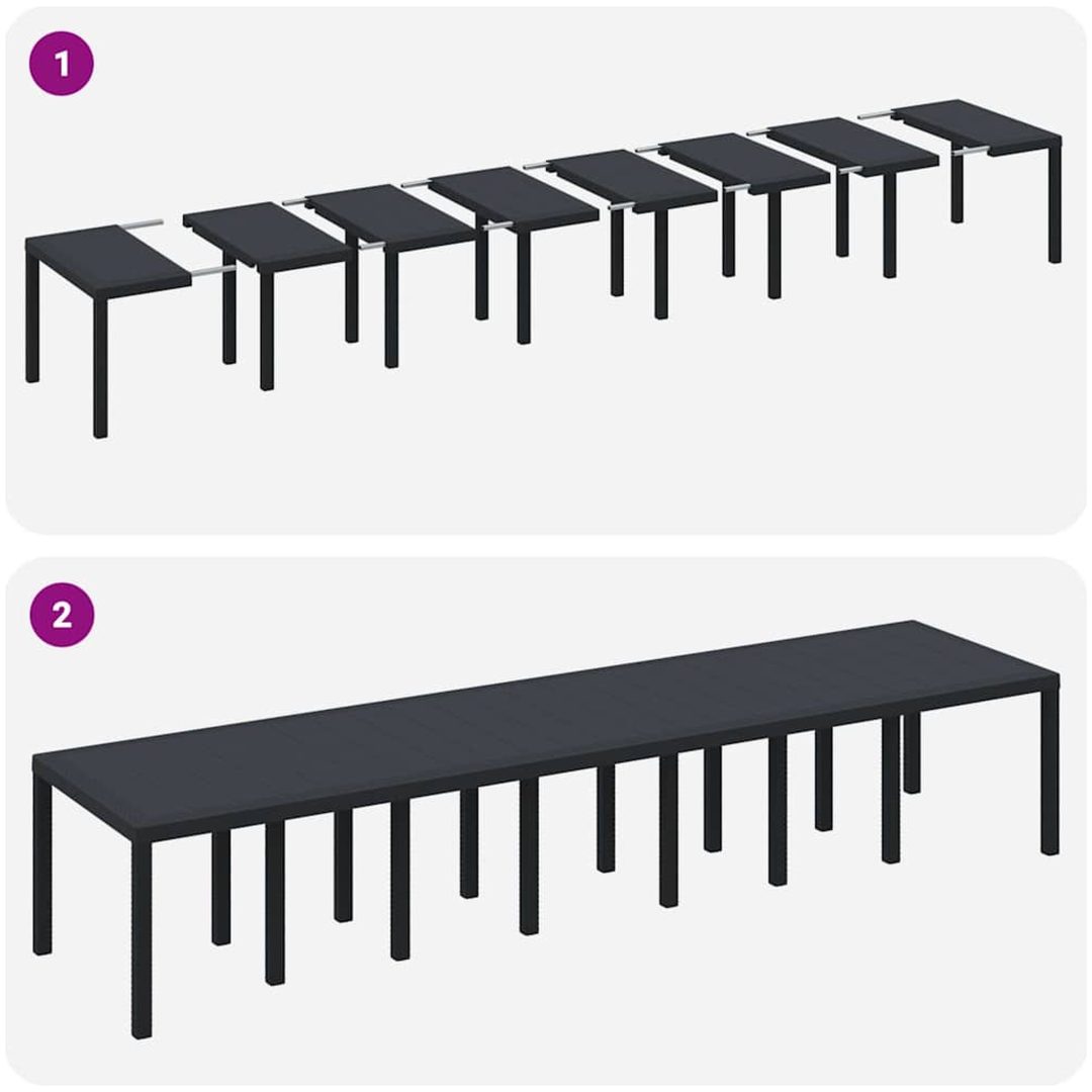 Trädgårdsset med kuddar 15 pcs Antracit Plast & Polyester vidaXL Stort – bild 9