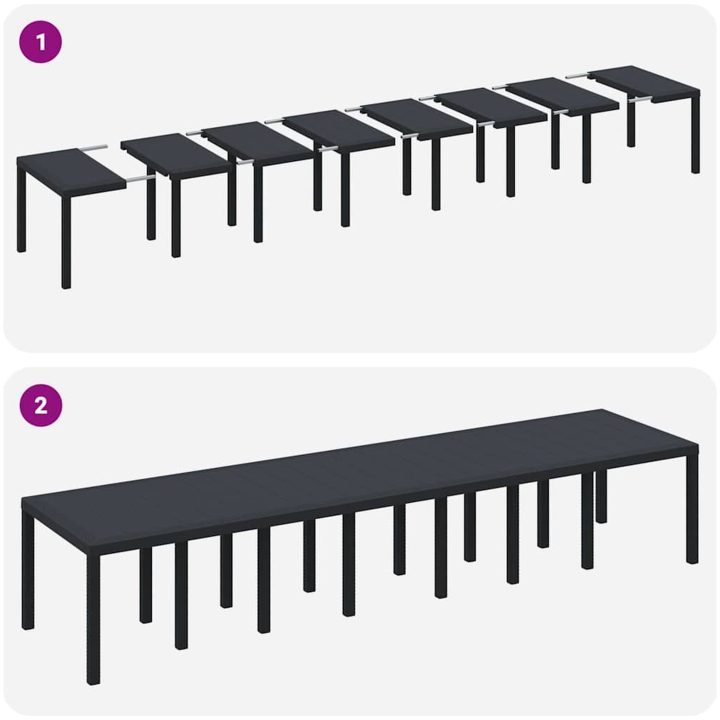 Trädgårdsset med kuddar 15 pcs Antracit Plast & Polyester vidaXL Stort – bild 9