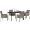 Trädgårdsset med Kuddar - 5 delar, Grå, Poly Rattan vidaXL 140 x 70 x 73 cm – miniatyr 3