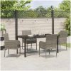 Trädgårdsset med Kuddar - 5 delar, Grå, Poly Rattan vidaXL 140 x 70 x 73 cm – miniatyr 4