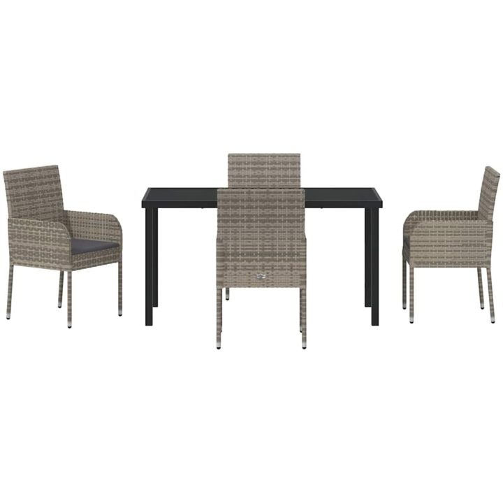 Trädgårdsset med Kuddar - 5 delar, Grå, Poly Rattan vidaXL 140 x 70 x 73 cm – bild 7