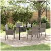 Trädgårdsset med Kuddar - 5 delar, Grå, Poly Rattan vidaXL 140 x 70 x 73 cm – miniatyr 1