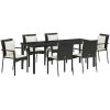 Trädgårdsset med kudde med kudde 7 pcs Svart PE Rattan vidaXL 200 x 80 x 73 cm – miniatyr 2