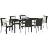 Trädgårdsset med kudde med kudde 7 pcs Svart PE Rattan vidaXL 200 x 80 x 73 cm – miniatyr 3
