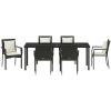 Trädgårdsset med kudde med kudde 7 pcs Svart PE Rattan vidaXL 200 x 80 x 73 cm – miniatyr 7